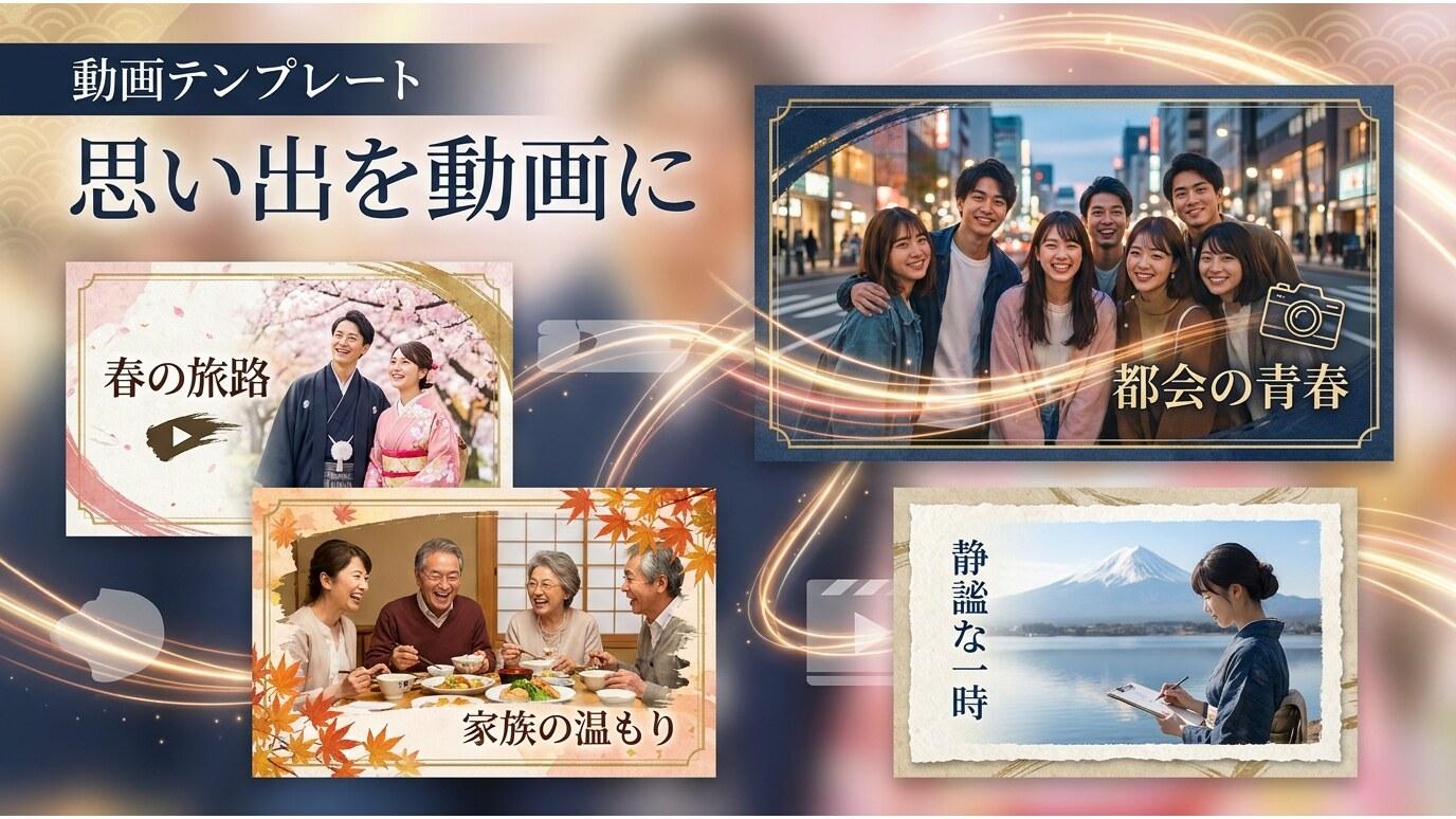 Filmoraの動画テンプレートで思い出写真を動画にする
