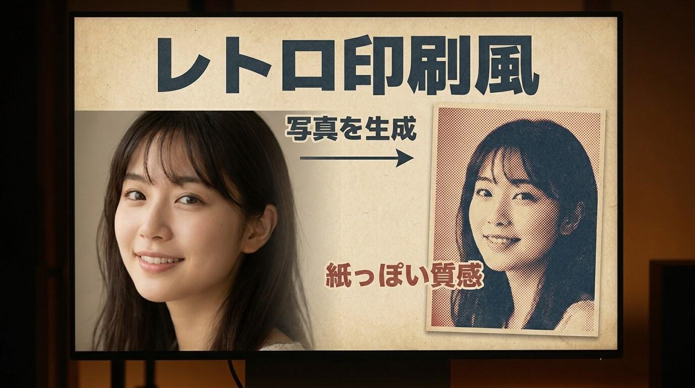 GPT Image 2でレトロ印刷風加工の素材を作成