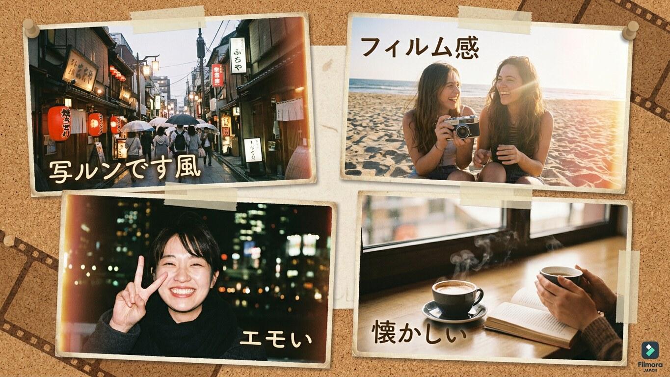 FilmoraのAI画像生成で写ルンです風写真を作成