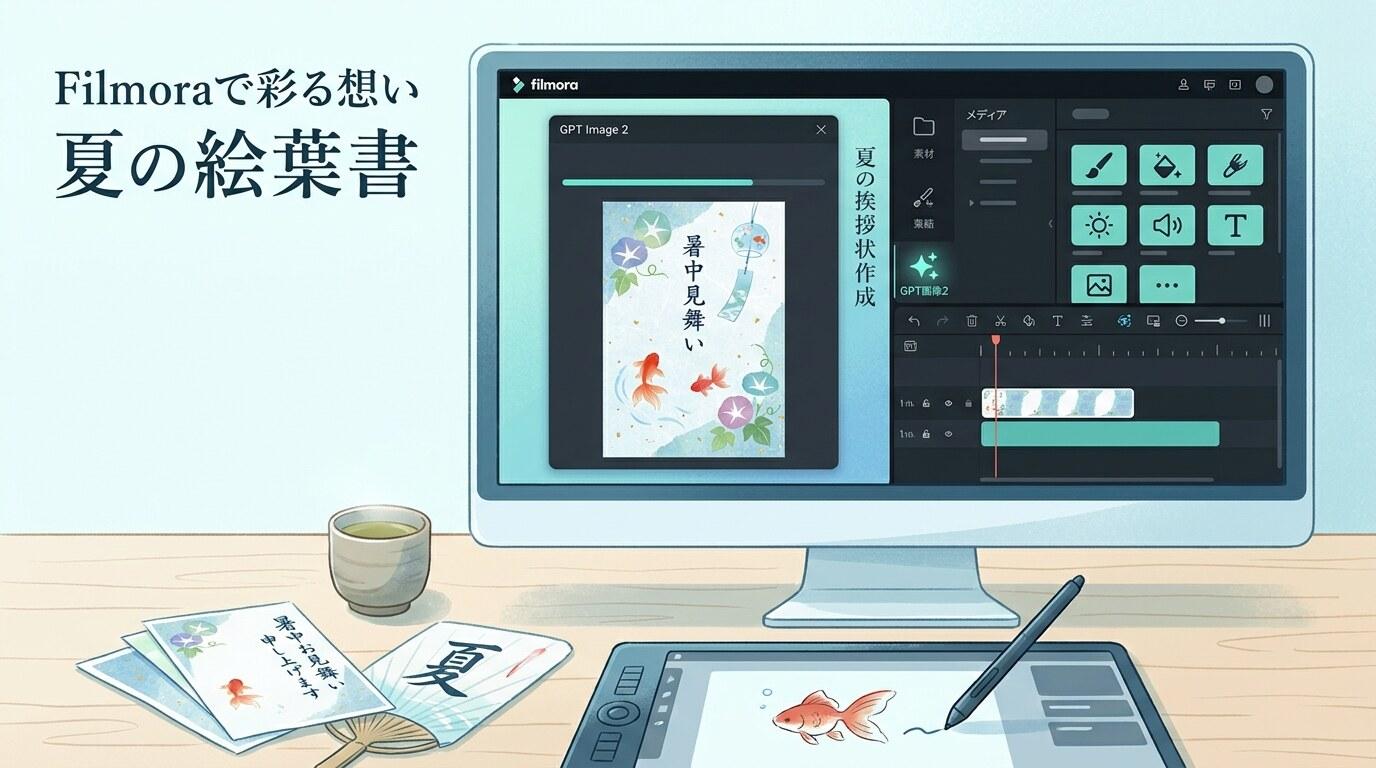 FilmoraのGPT Image 2で暑中見舞いハガキ素材を生成