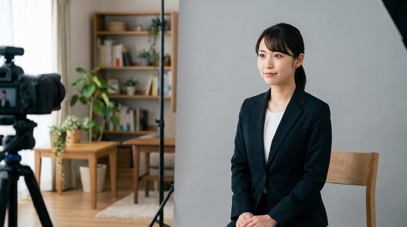 FilmoraのAIスマートカットアウトで私服背景を整理し証明写真に整えるイメージ