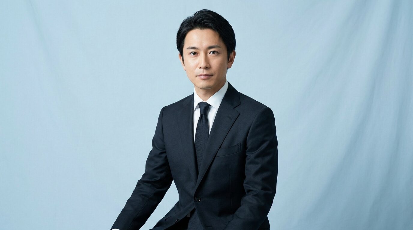 Filmoraで証明写真の背景を白くしてスーツ写真に仕上げるイメージ