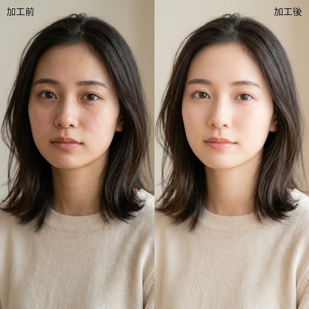 肌を白く加工