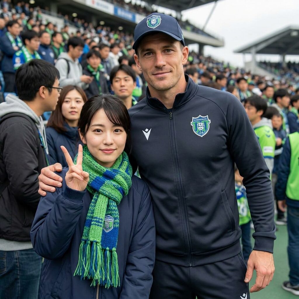 サッカー選手ツーショットAI画像の自然な構図