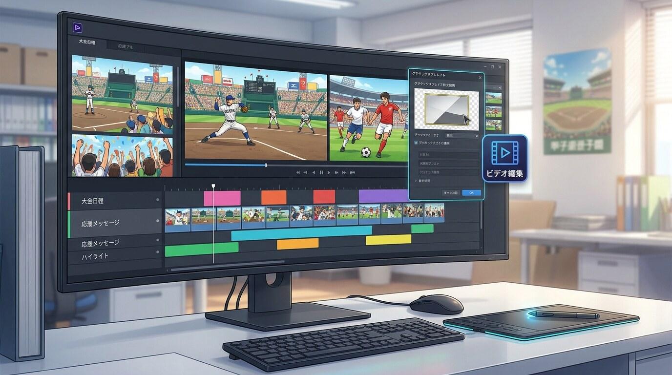 大会告知から応援ムービーまで整えるスポーツ動画テンプレート
