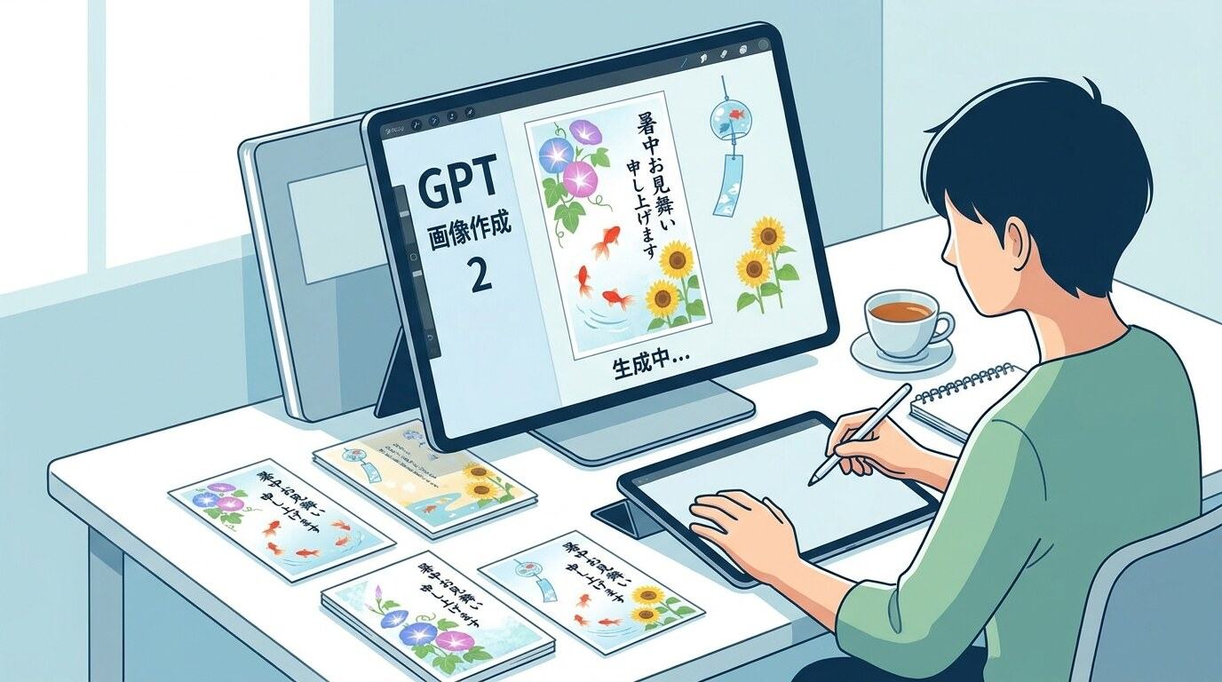 FilmoraのGPT Image 2で暑中見舞いイラストを作成