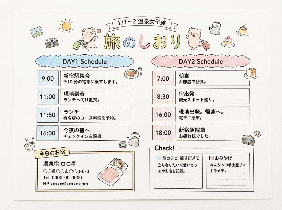 旅行のしおりプロンプト集