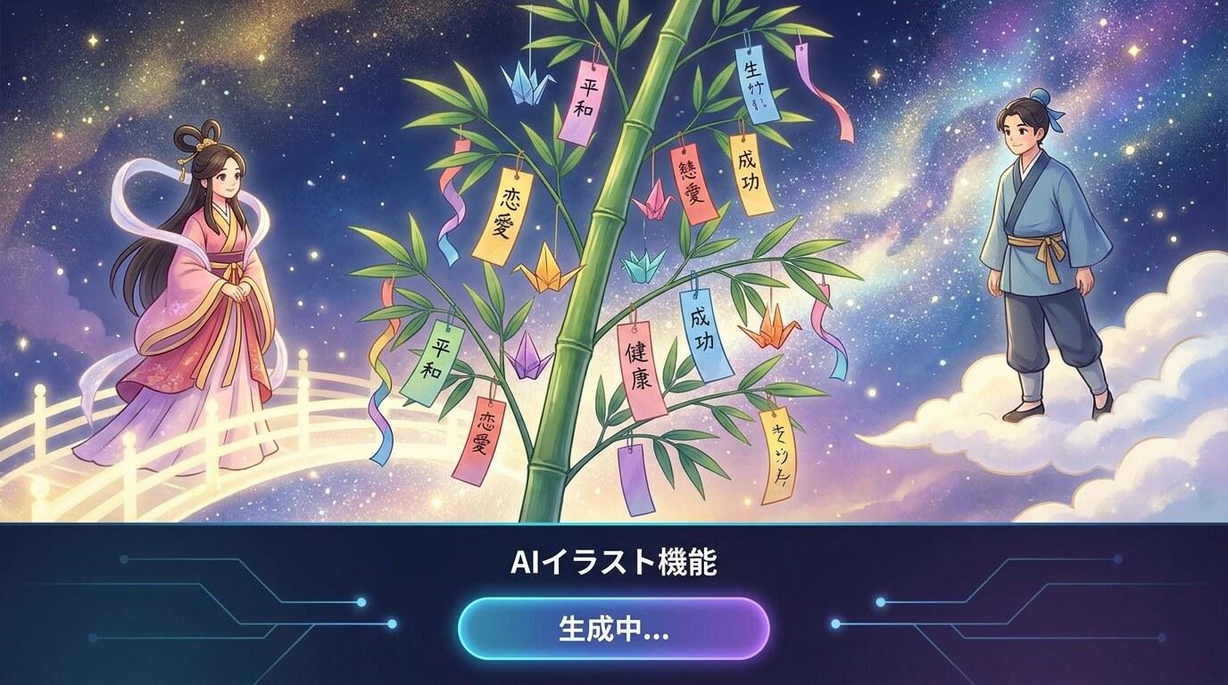 FilmoraのAI画像生成で七夕イラストを作成