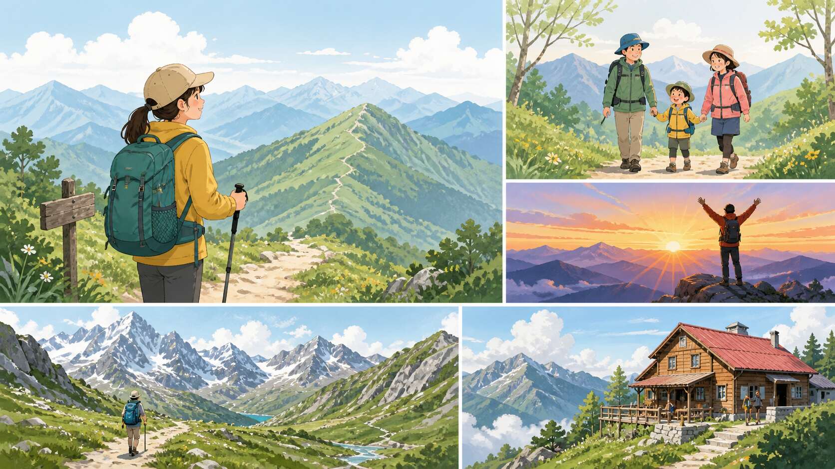 FilmoraのGPT Image 2で登山イラストを用途別に生成するイメージ