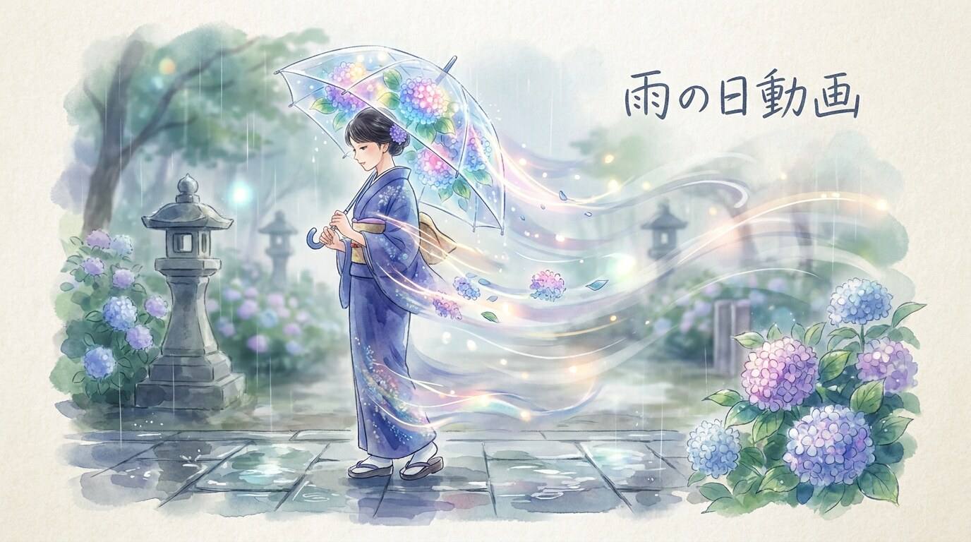 FilmoraのAI画像から動画生成で梅雨イラストを動画化