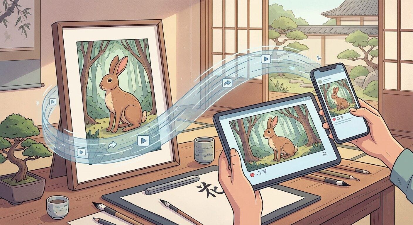 FilmoraのAI画像から動画生成でうさぎイラストを動かす