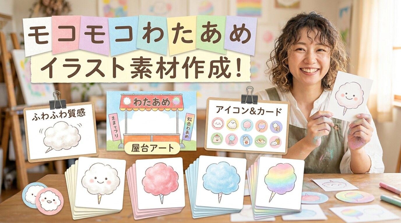 GPT Image 2でわたあめイラスト素材を生成