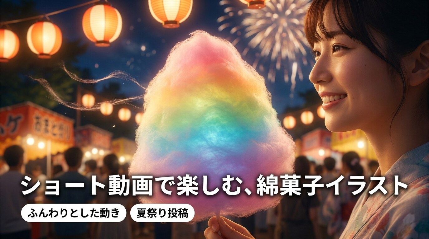 AI画像から動画生成でわたあめイラストを動画向けに広げる