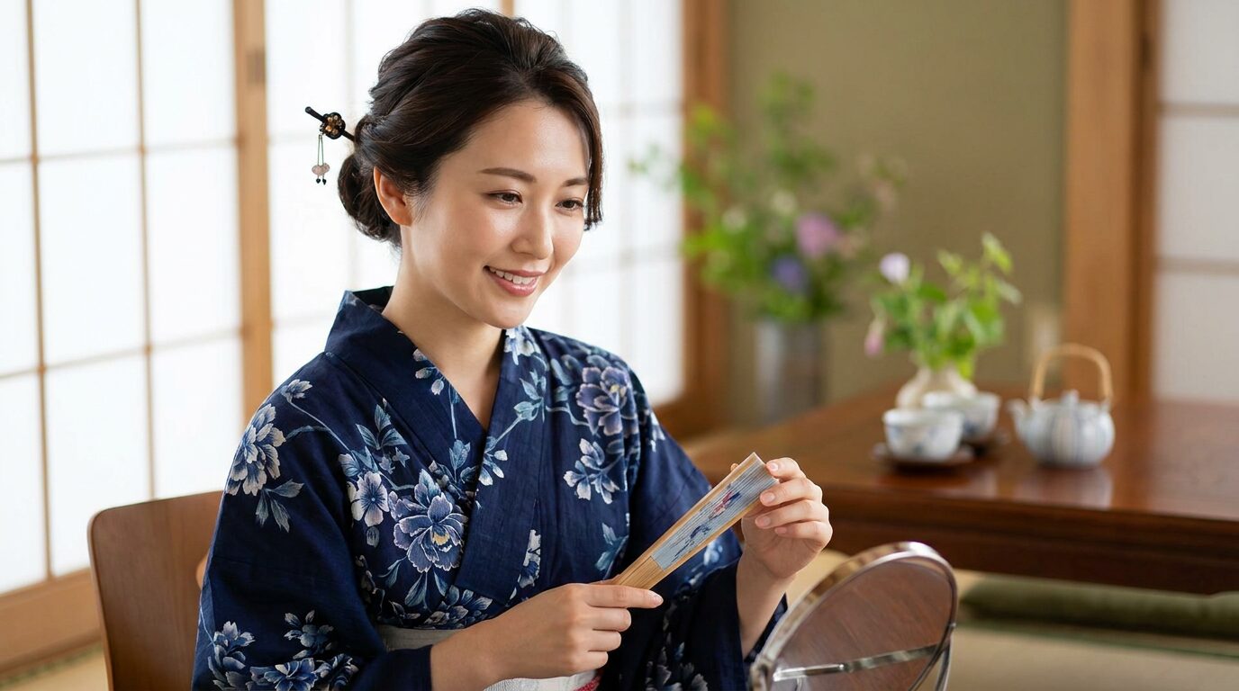 FilmoraのAIポートレートで浴衣人物の見え方を整えるイメージ