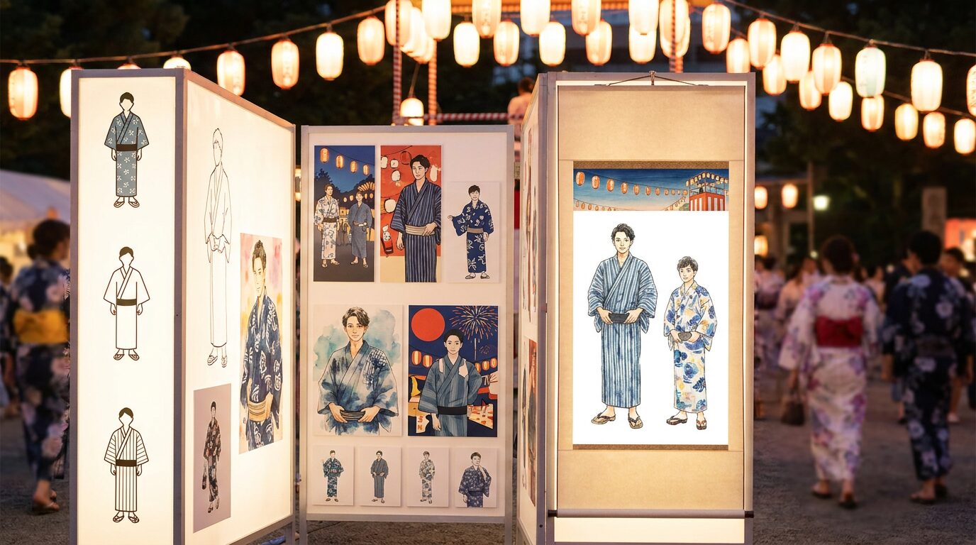 FilmoraのGPT Image 2で浴衣イラスト男を生成するイメージ