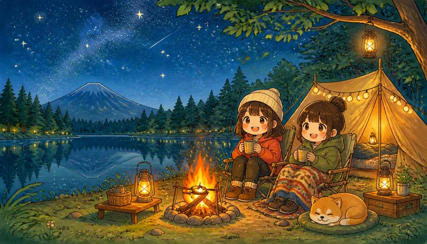 FilmoraでAI画像から動画生成を使ってキャンプイラストを動かすイメージ