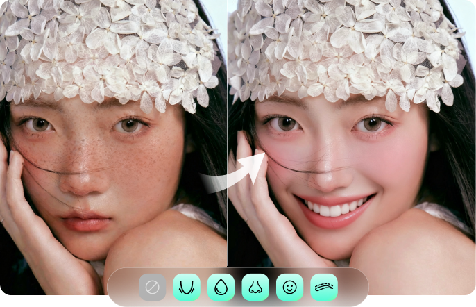 動画ビューティーフィルターのイメージ。