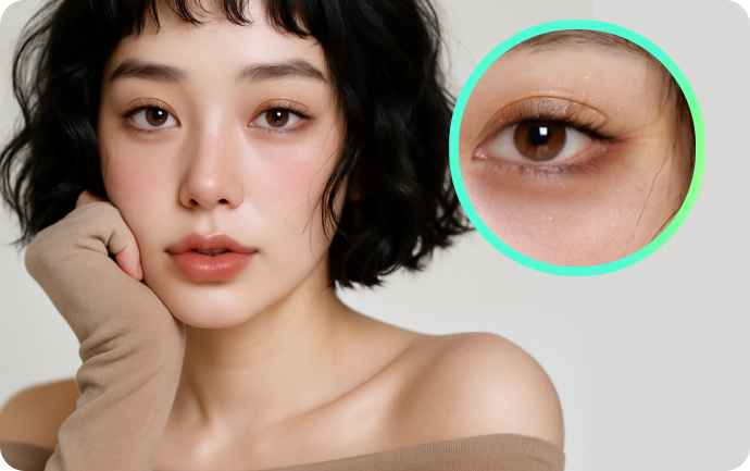 笑いジワ＆クマの除去イメージ。