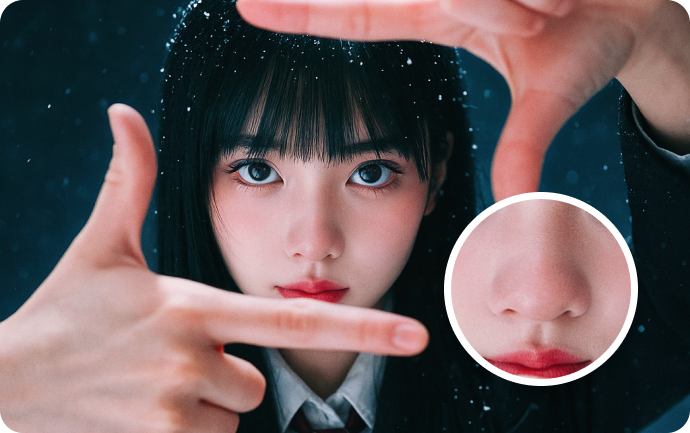 鼻を補正するイメージ。