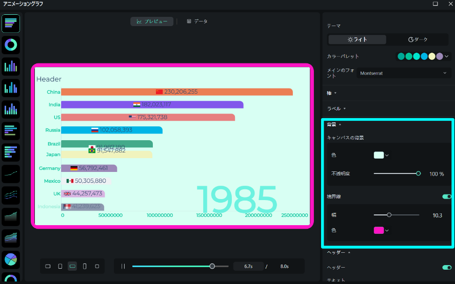 apply background to animated graph