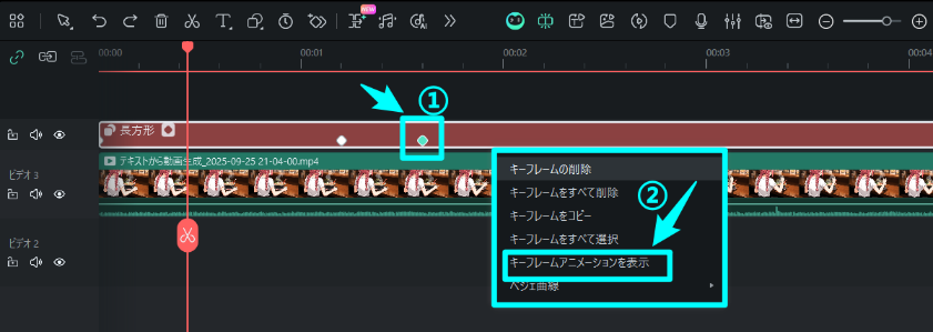 キーフレームアニメーションを表示する