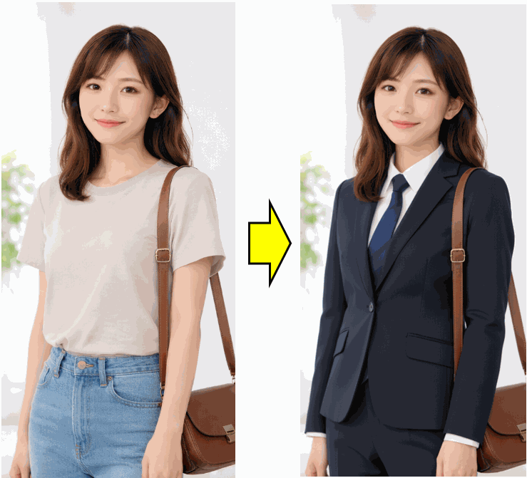 PicsArtで写真の服を変えた例