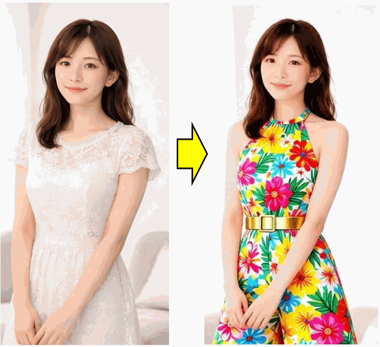 Fotorで写真の服を変えた例