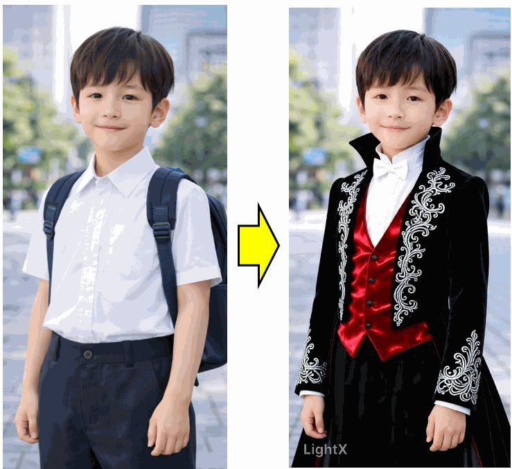 LightXで写真の服を変えた例