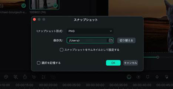 【FilmoraPC版】スナップショット保存