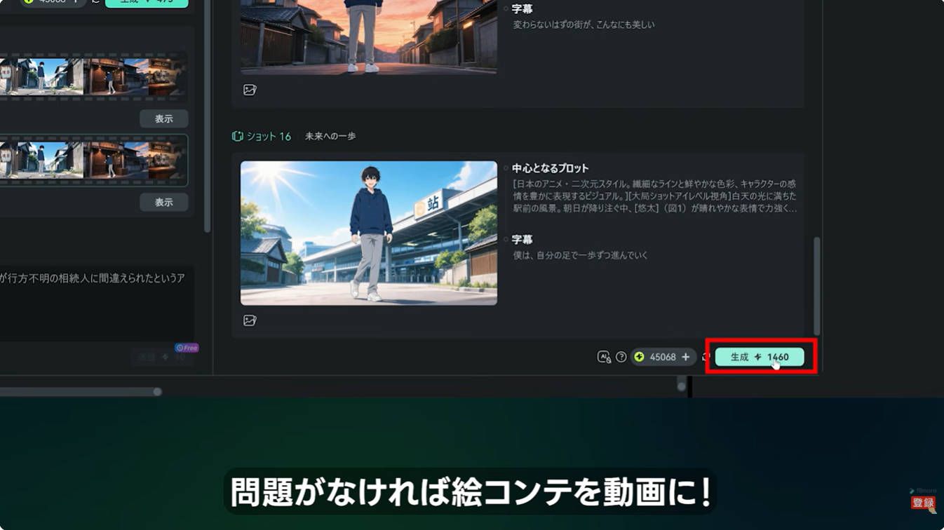 生成結果を見ながら再生成や方向修正を行う画面イメージ