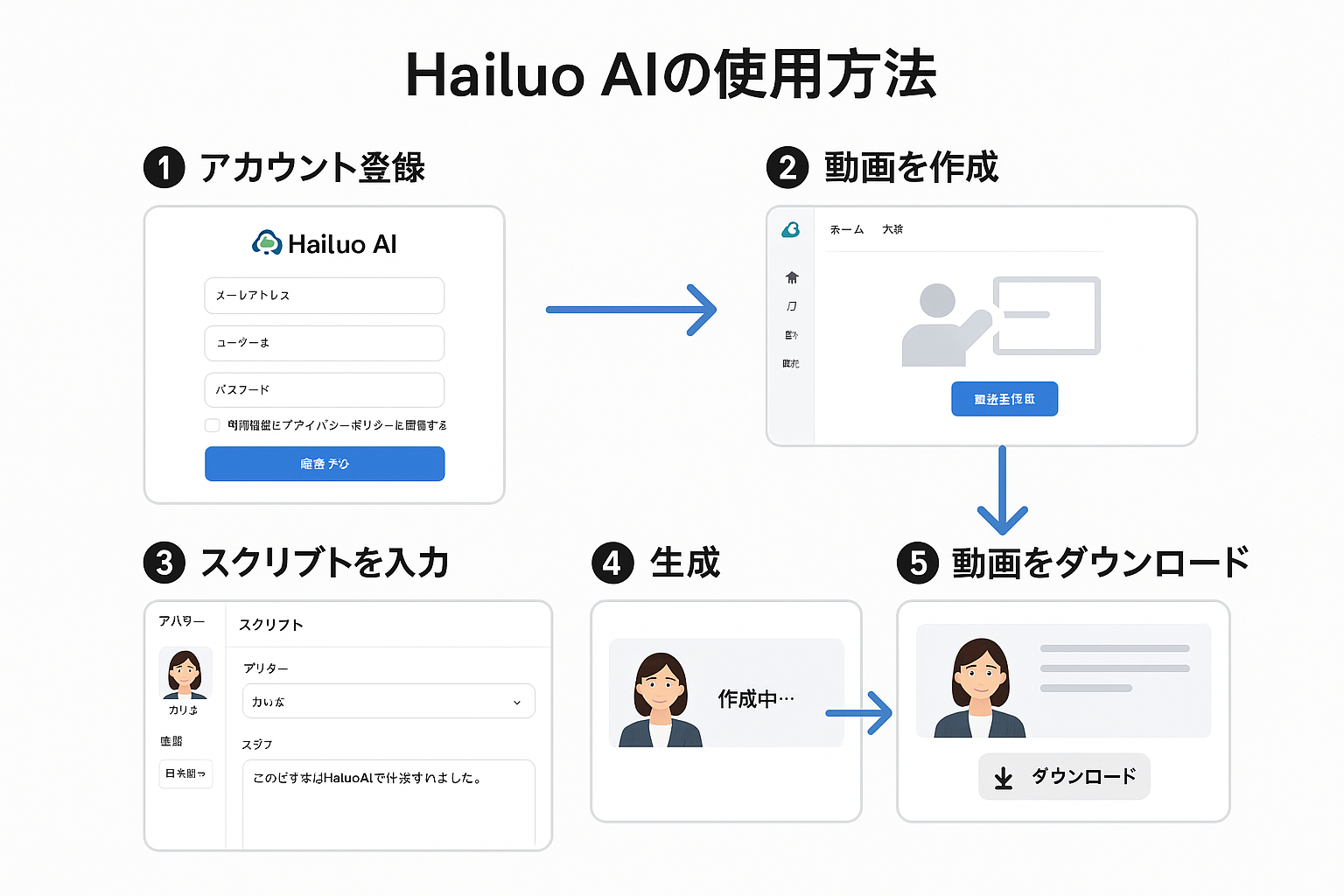 Hailuo AI詳細手順図