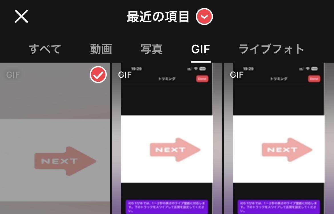 Live PhotosにしたいGIFファイルを選択