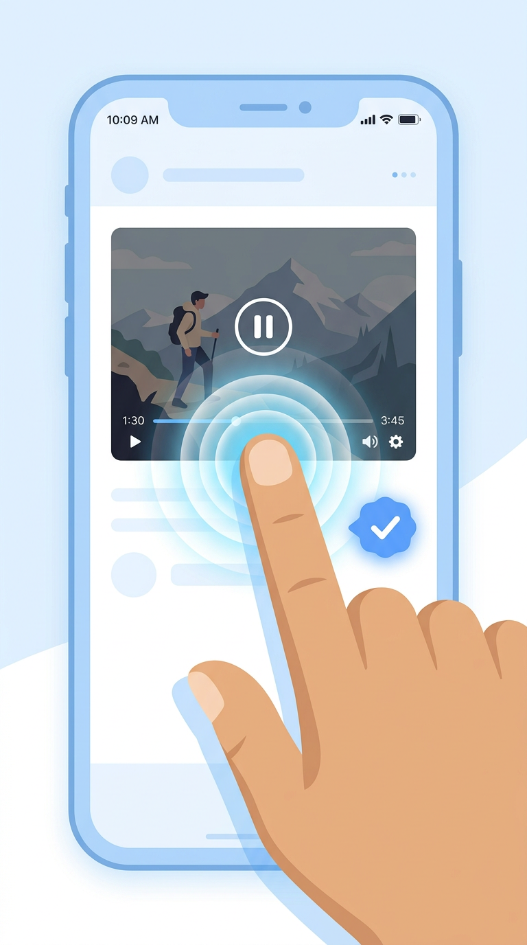 iPhoneの画面を指で長押しするジェスチャー