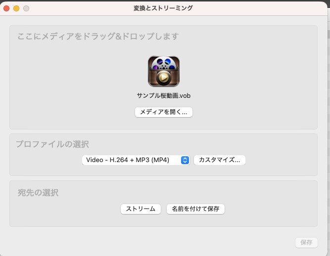 VLC でオーディオコーデックをカスタマイズする画面