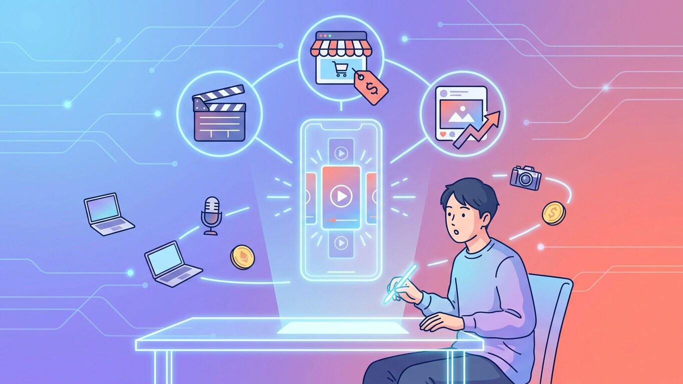 AI動画を活用した副業のイメージ
