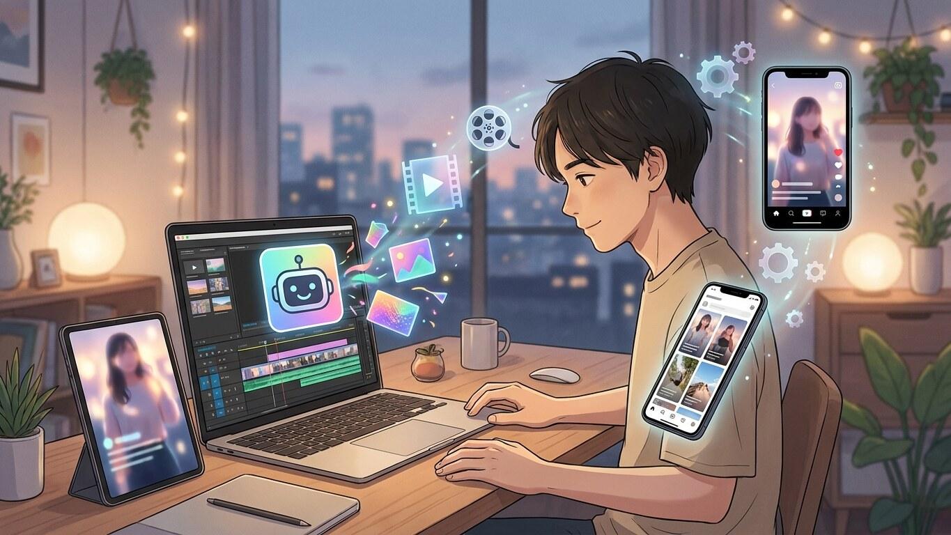 AI動画副業の制作フローイメージ
