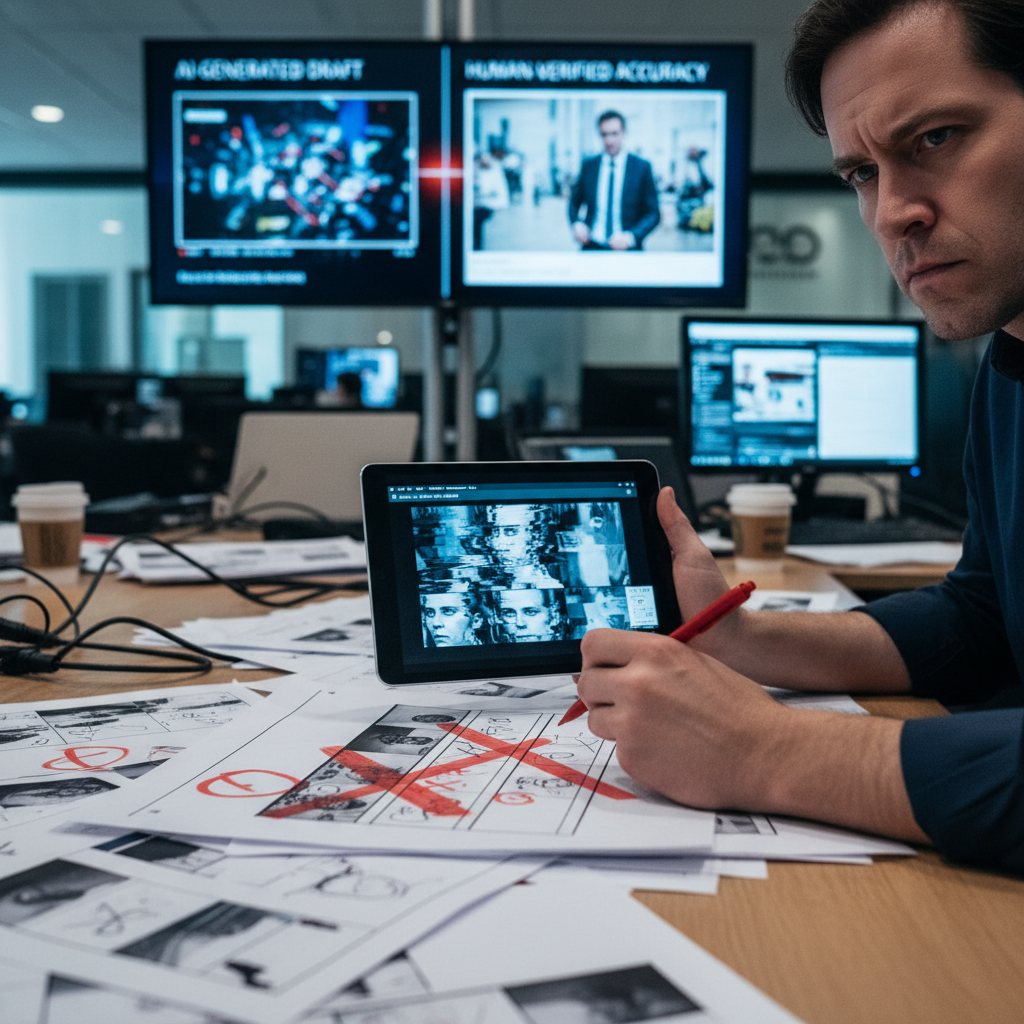 AI動画編集の注意点を示すイメージ