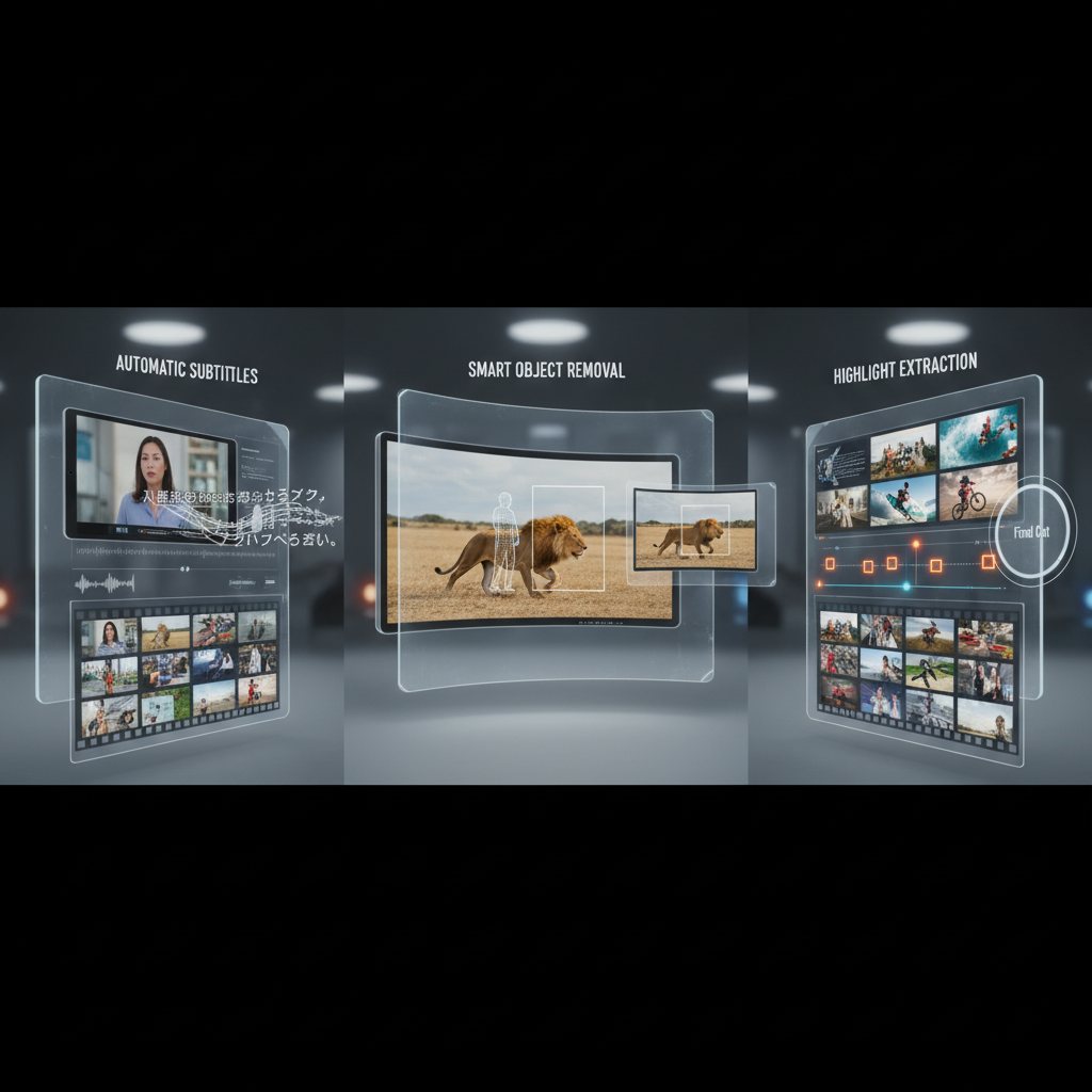 AI動画編集でできる主な機能のイメージ