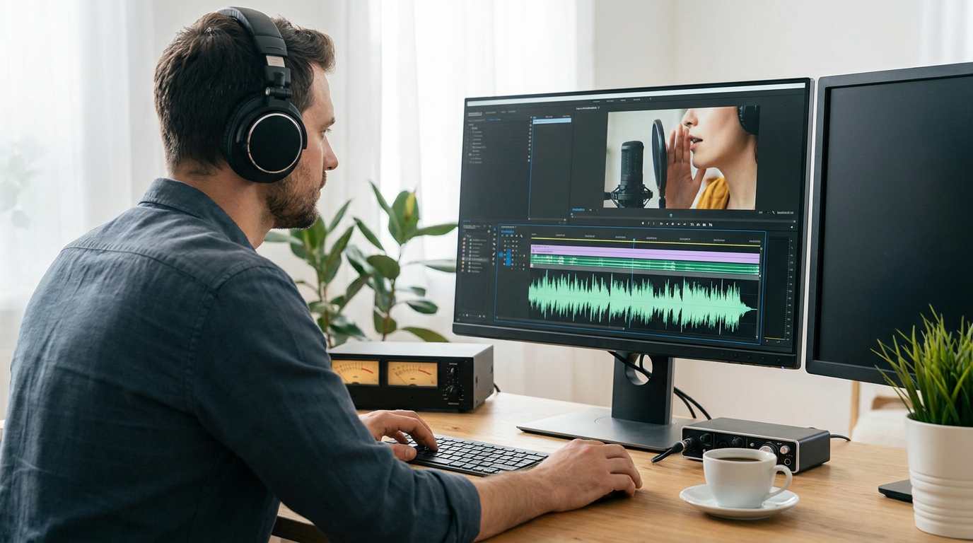 ASMR動画の編集と音の調整イメージ