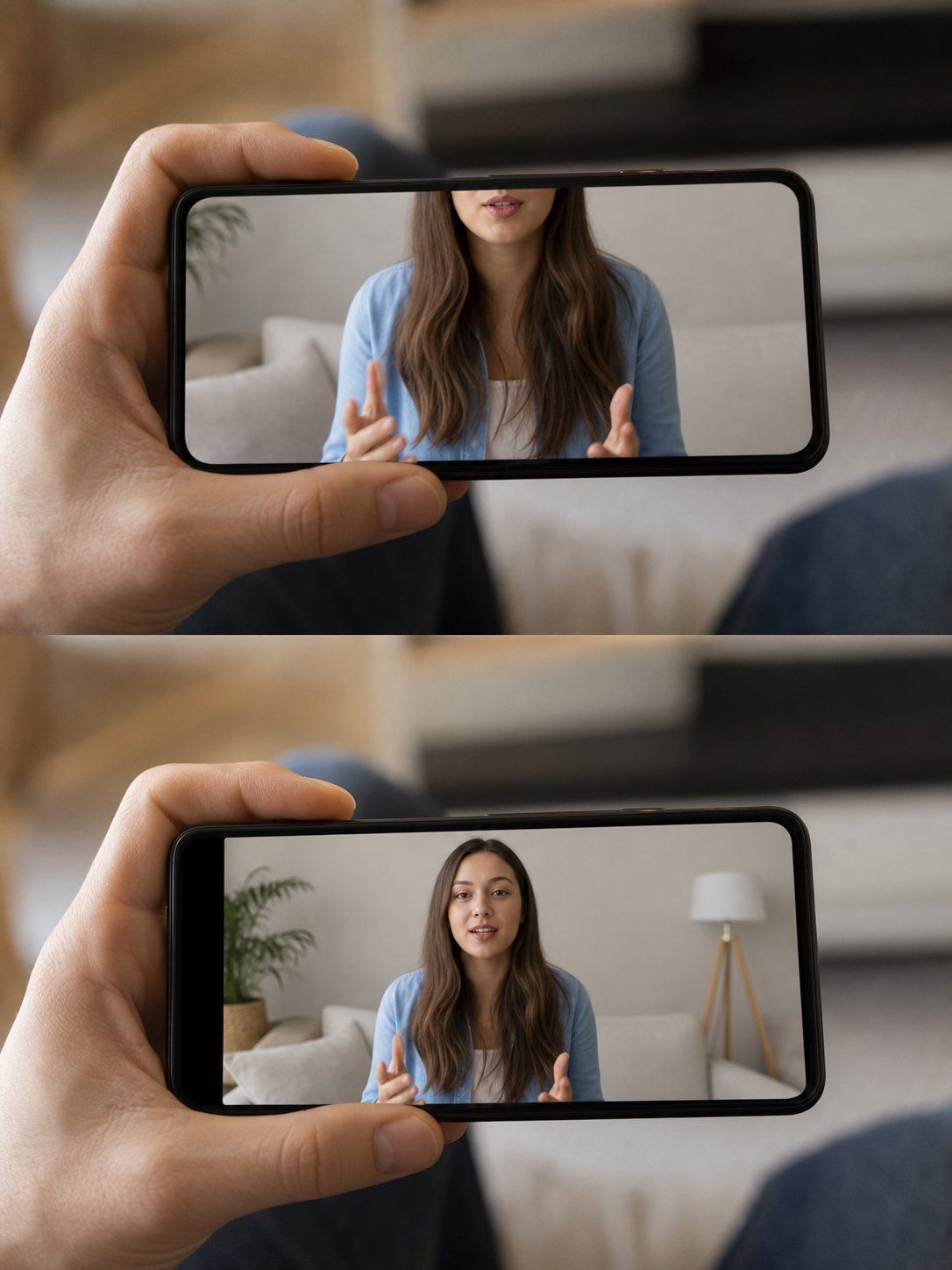 画面比率の違いで被写体が不自然に切れて見えるイメージ