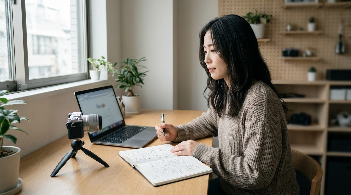 コンテンツクリエイターとして企画を考える人物のイメージ