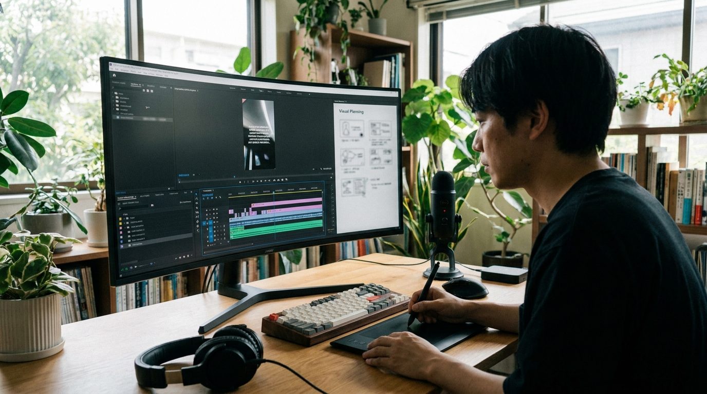 Filmoraで字幕や構成を調整しながら動画を仕上げるイメージ