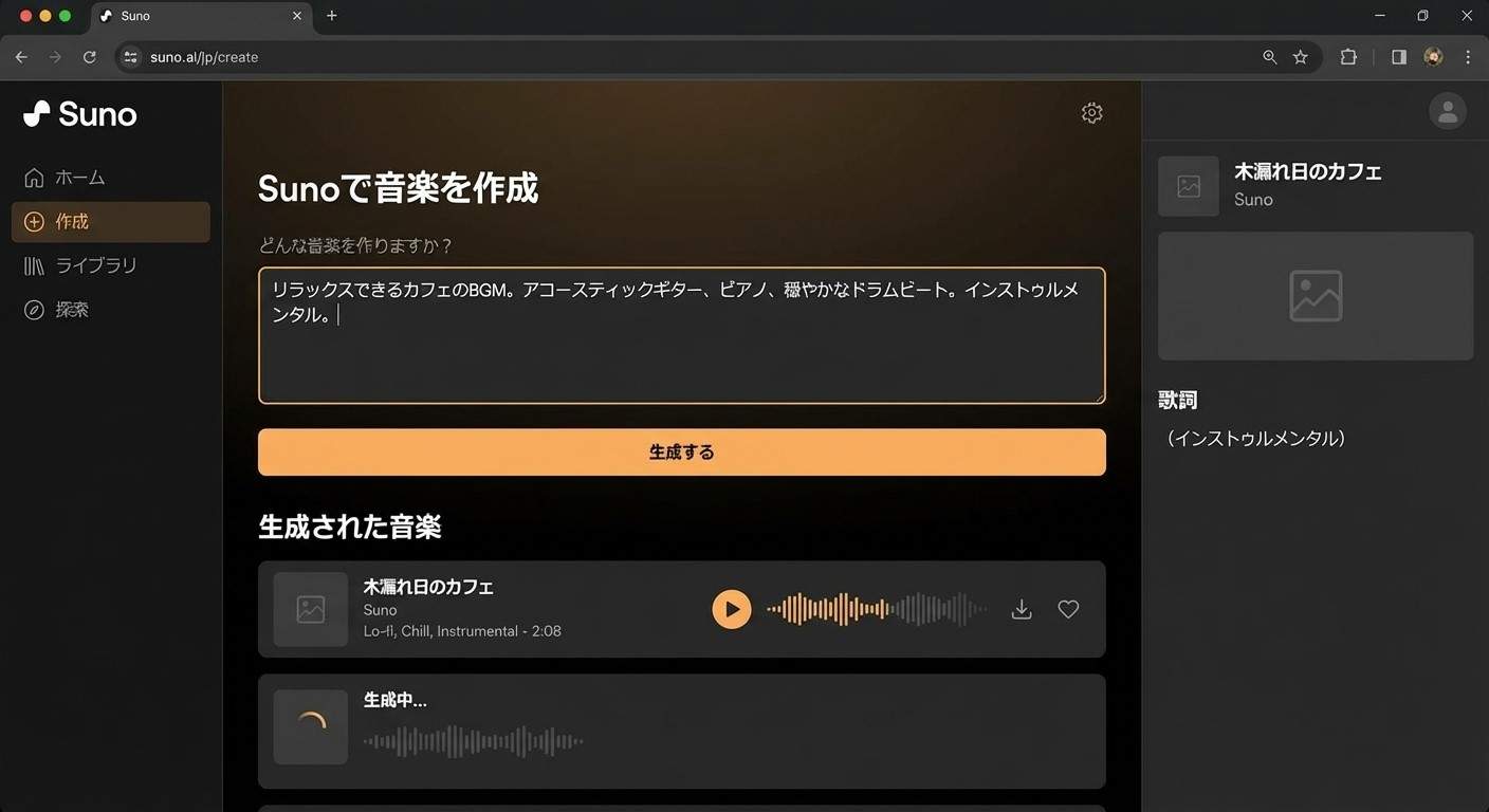 音楽生成AIのSunoでBGMを自動作成する方法
