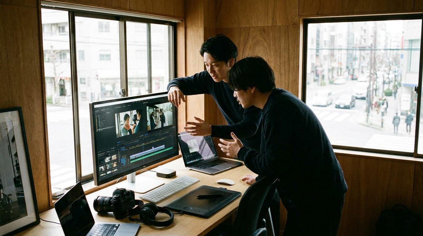 デザインのバランスを相談しながら調整するイメージ