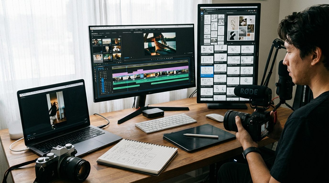 Filmoraでインフルエンサー向け発信素材を作るイメージ