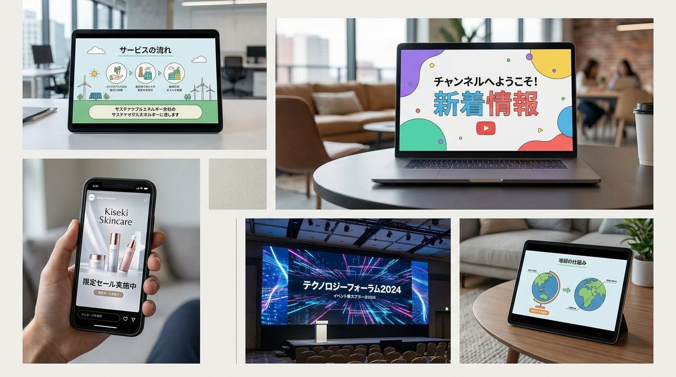 モーショングラフィックスの主な活用シーンを示すイメージ