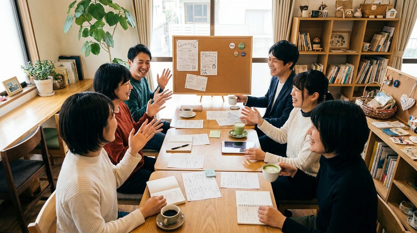 ファン同士で推し活を共有するイメージ