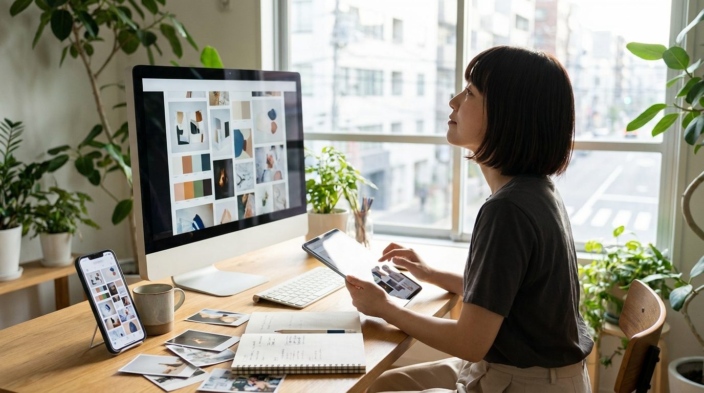 Pinterestでビジュアルアイデアを探すユーザーのイメージ