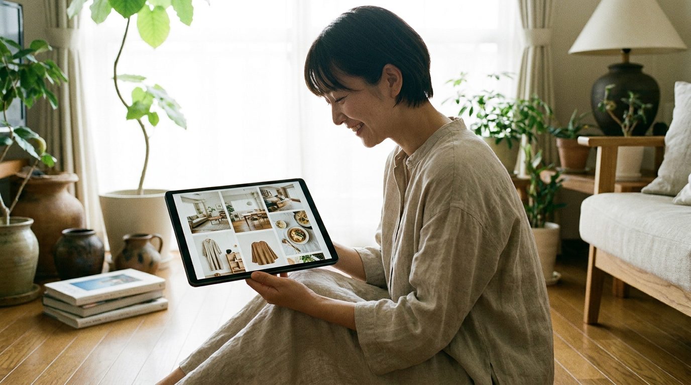 Pinterestで視覚的にアイデアを探すイメージ