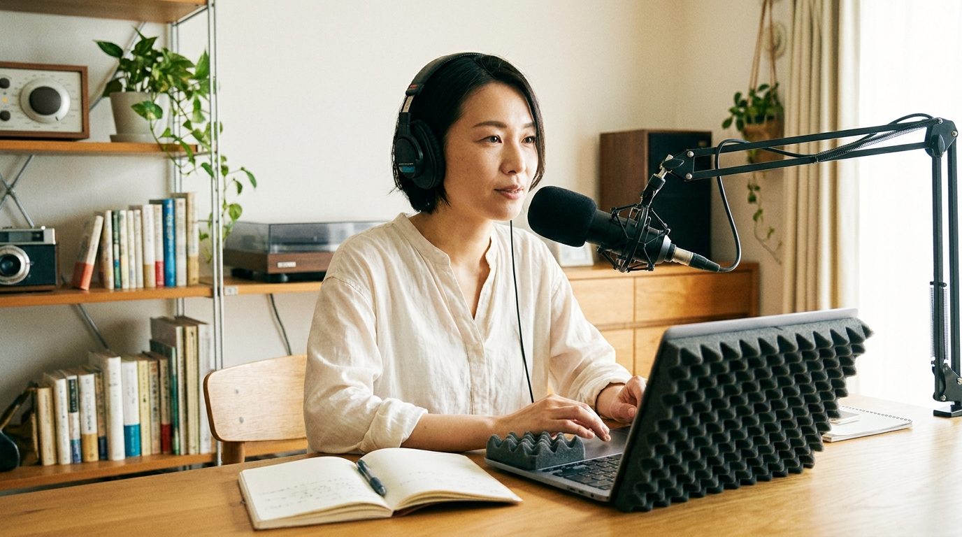 ポッドキャストを収録するイメージ